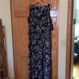 Maxi Dress Blue Tropical Pattern